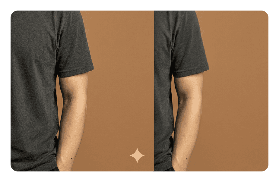 Gemini 浮水印移除效果展示：左邊是原圖帶有 Gemini 星號浮水印，右邊是處理後乾淨的圖片